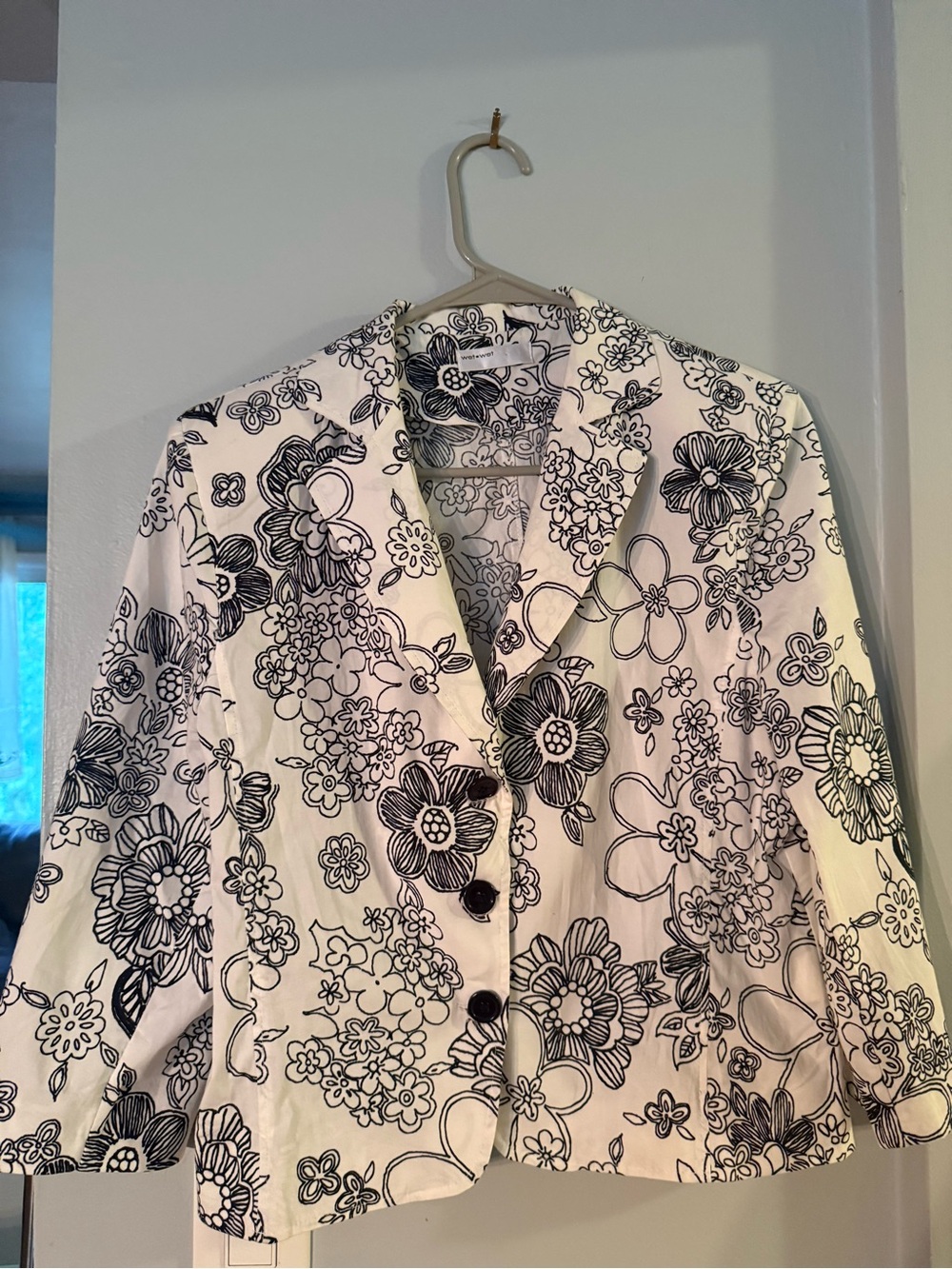 Black & White Floral Button Front Jacket